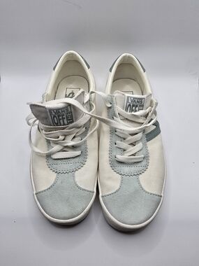 VANS Off The Wall Women's White Light Blue Grey Canvas Sneakers 500714